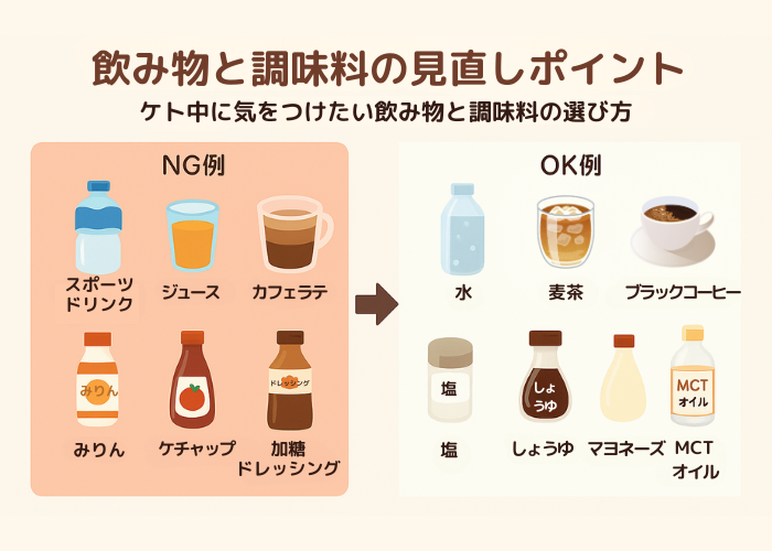 ケトジェニックダイエット中に見直すべき飲み物と調味料